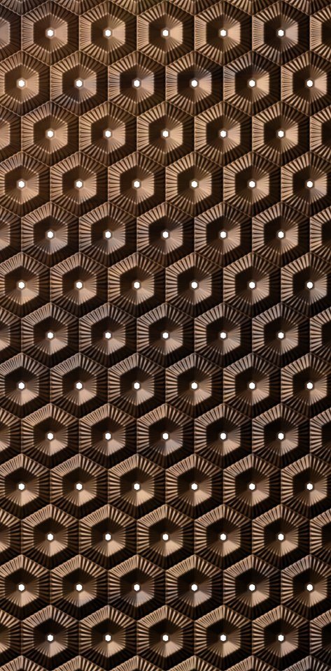 WALL PANEL - K-23 Geometric Hexagonal 3D Relief Carving Design